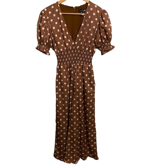 Slate and Willow Jumpsuit Sketched Polka Dot Brown White Size 2 - Picture 7 of 15